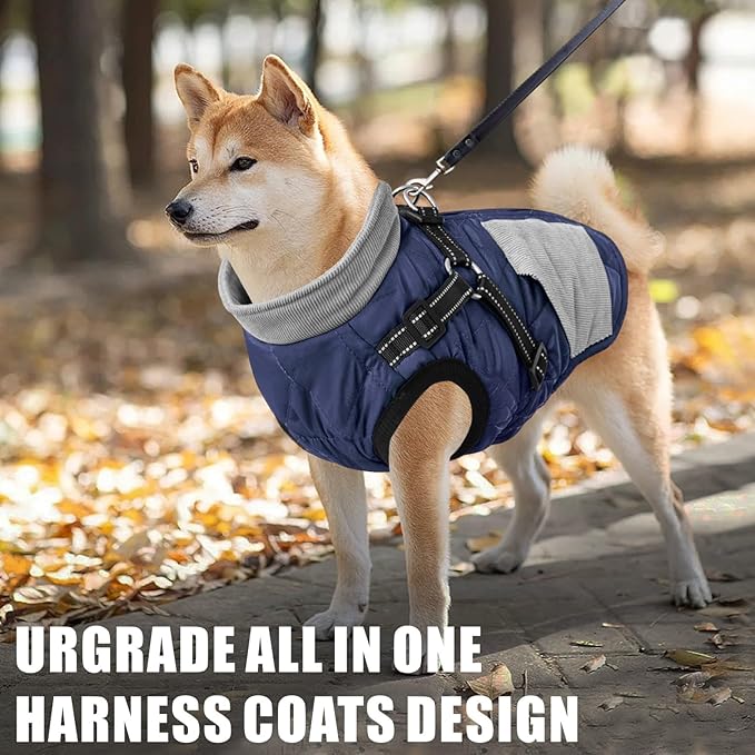 Mosucoirl Warm Dog Coats Pet Clothes, Waterproof Dogs Jacket Reflective Pet Outfits Winter Dog Cold Weather Coat Cozy Snow Jackets Vest for Small Medium Large Dogs Puppy Doggie (NavyBlue, XXL)