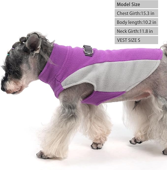 KOOLTAIL Dog Sweater - Dog Fleece Vest Jacket with Leash D-Ring for Small Medium Large Dogs, Soft Pullover Winter Warm Cold Weather Coats, Pet Fall Clothes Outfit for Puppy Cat Boys&Girls, Purple XL