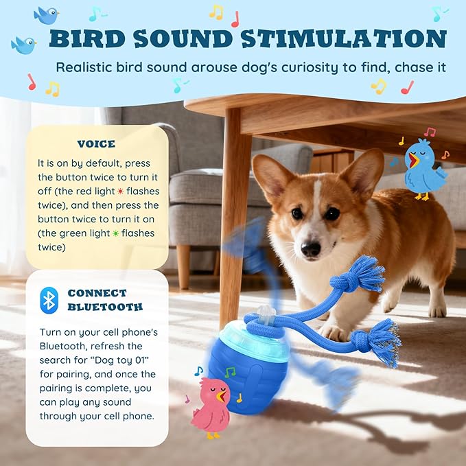 Interactive Dog Toys - 2025 Upgraded Motion Activated Balls for Medium/Large Dogs, Automatic Moving Dogs Toy Wicked Ball for Boredom, Interactive Dog Ball to Keep Them Busy(Blue)