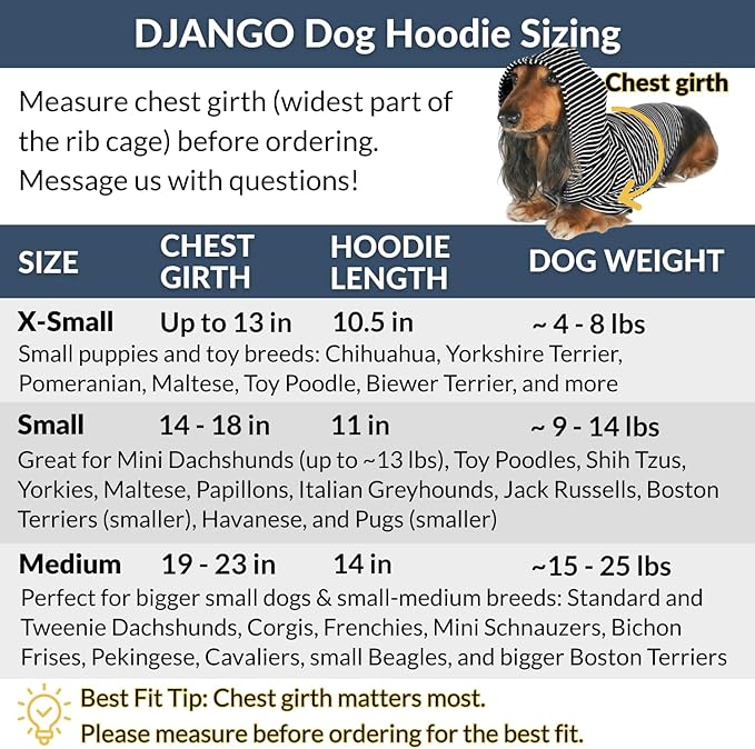 DJANGO Dog Hoodie – Warm, Lightweight, Soft & Stretchy Dog Sweater with Hood, Harness Hole & Elastic Waistband – Cozy Sweatshirt for Small Dogs up to 25 lbs, Dachshunds & Puppies – Crimson Red, Medium