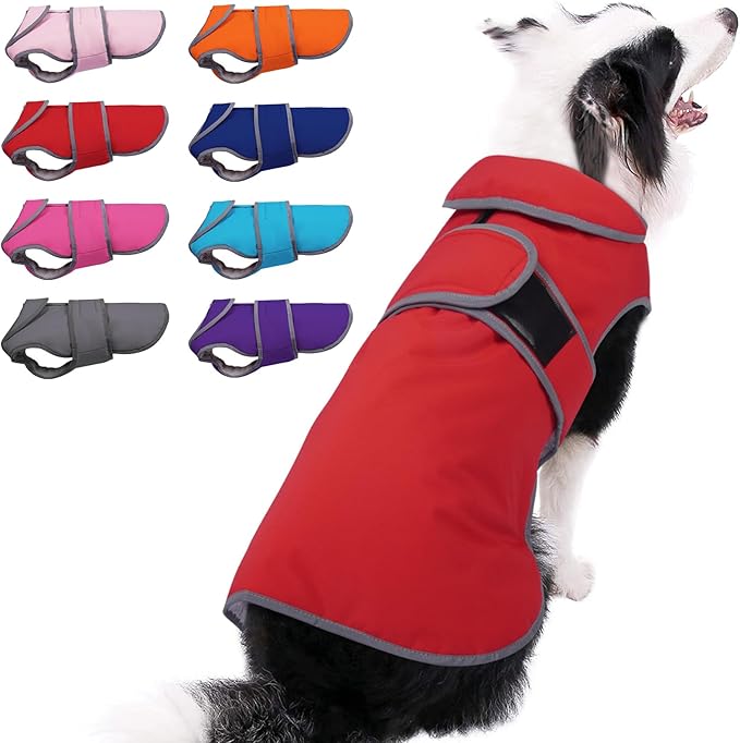 MIGOHI Warm Dog Coat Winter Dog Jacket,Waterproof Cold Weather Coats for Dogs,Fleece Jacket for Small Medium Large Dogs,Reflective Thick Fleece Vest with Leash Hole