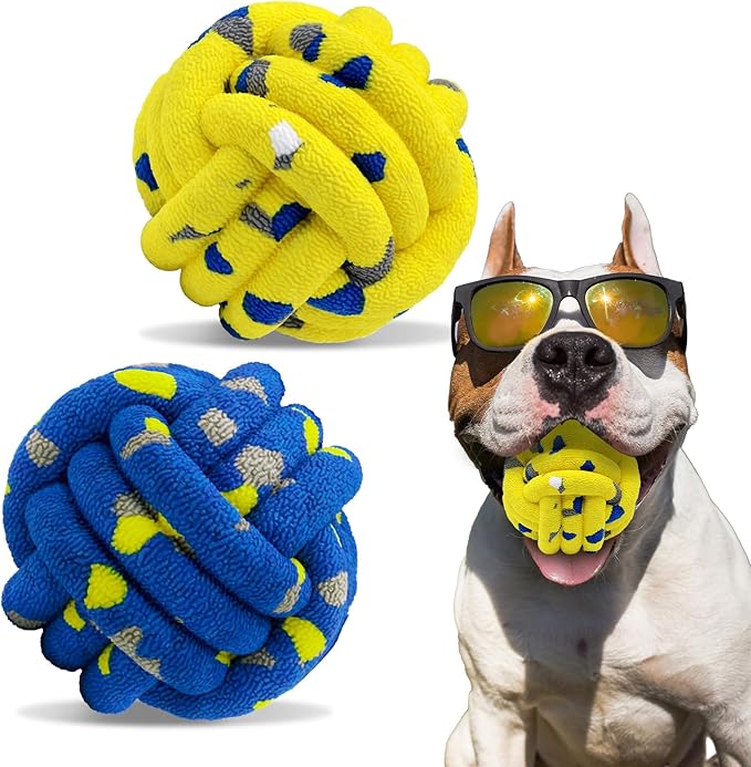 Magicorange Dog Balls Tennis Ball Toys Dog Toy for Aggressive Chewers Indestructible Teething Chew Toys Water Toy Fetch Ball for Dogs (2 Pack)