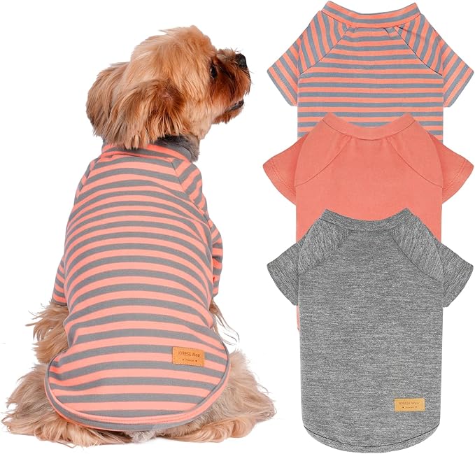 KYEESE 3Pack Dog Sweater Lightweight Dogs Sweatshirt Stretchy Cat Clothes Soft Pet Coat Cat Sweaters with Sleeves Pullover Dog Sweaters for Small Dogs Girl Comfy Pet Fleece Sweater for Cold Weather
