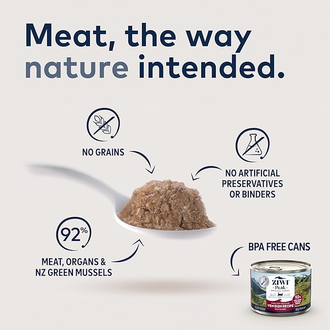 ZIWI Peak Wet Cat Food – All Natural, High Protein, Grain Free, Limited Ingredient, with Superfoods (Venison, Case of 12, 6.5oz Cans)