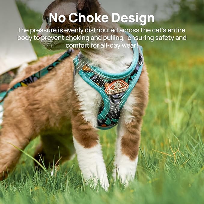 Cat Harness and Leash Set, Step-in Escape Proof Adjustable Vest Harness for Small Medium Large Cats, Lightweight Soft Breathable Reflective Kitten Harness for Walking Travel, Camping(Blue, XS)