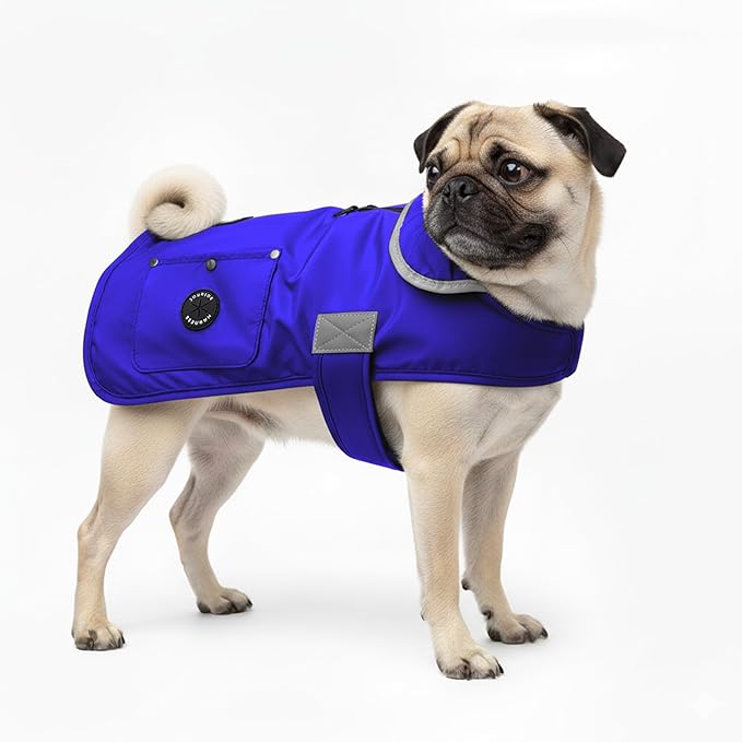 Joyride Harness FrostFlex Dog Winter Jacket - Fleece Lined & Water-Resistant - Snowsuit with Pockets for Treats & Poop Bags - Durable Cold Weather Dog Coat - Blue Serenity-M