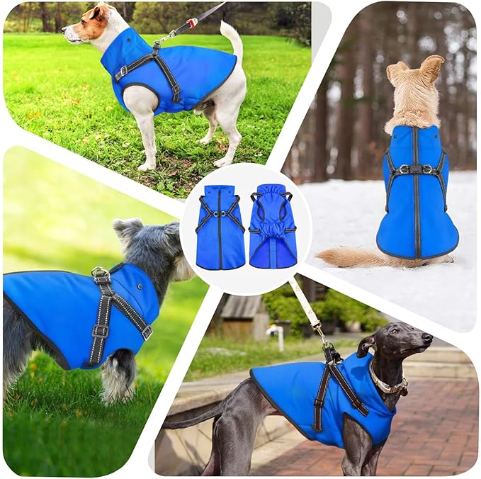 Mosucoirl Dog Raincoat Waterproof Dog Hoodie Reflective Doggie Raincoat Hooded Adjustable Rain Jacket for Small Medium Large Dogs Puppies Doggie Black Red Yellow Green (Blue, XL)