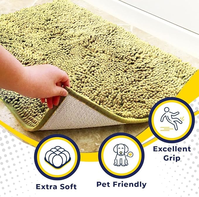 Muddy Mat® Original Dog Door Mat for Muddy Paws, Super Absorbent Microfiber, Non-Slip Washable Pet Rug, Quick Dry Chenille Entryway Carpet, Machine Washable Indoor Outdoor mat, Yellow 24"x35"