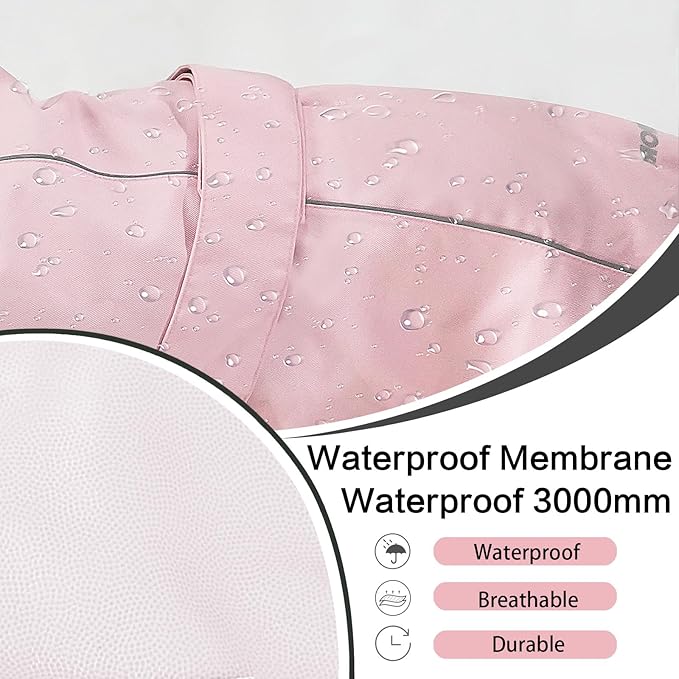 Waterproof Dog Raincoat, Adjustable Lightweight Dog Rain Jacket with Reflective Strip Leash Hole for Small Medium Large Dogs (Pink, Small(9-13lb))