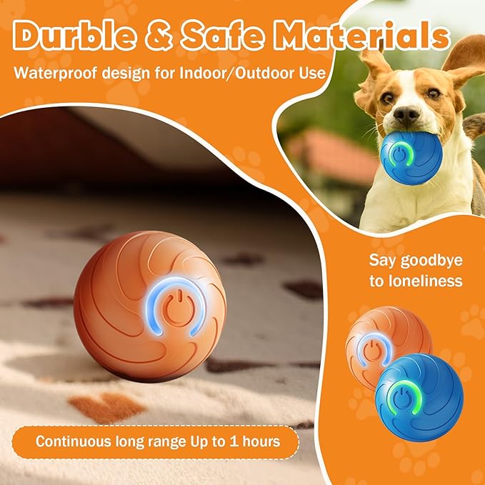 2PCS Shaky Ball Toy for Dogs, Vibrating Dog Ball, USB Rechargeable, Interactive, Automatic Moving, Bouncing, Perfect for Small, Medium, Large Dogs (Small, Swirls)