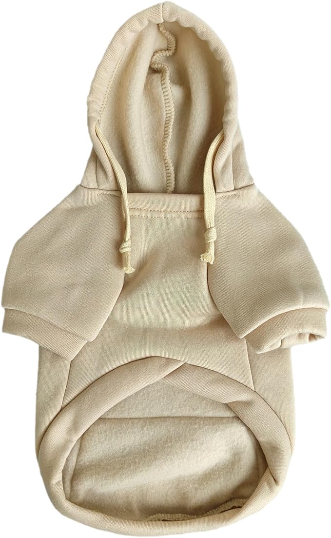 Jecikelon Pet Dog Cold Weather Coat with Pocket Winter Dog Hoodie Warm Puppy Clothes for Small Dogs Chihuahua Clothing (Beige, Medium)