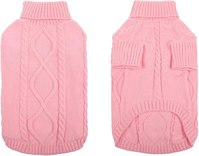 Queenmore XXL Dog Sweaters,Large Dog Sweater for Pitbull Doberman,Warm Turtleneck Knitted Big Pet Sweater for Male Femal Dogs,Extra Large Size Doggy Winter Clothes (Pink,2XL)