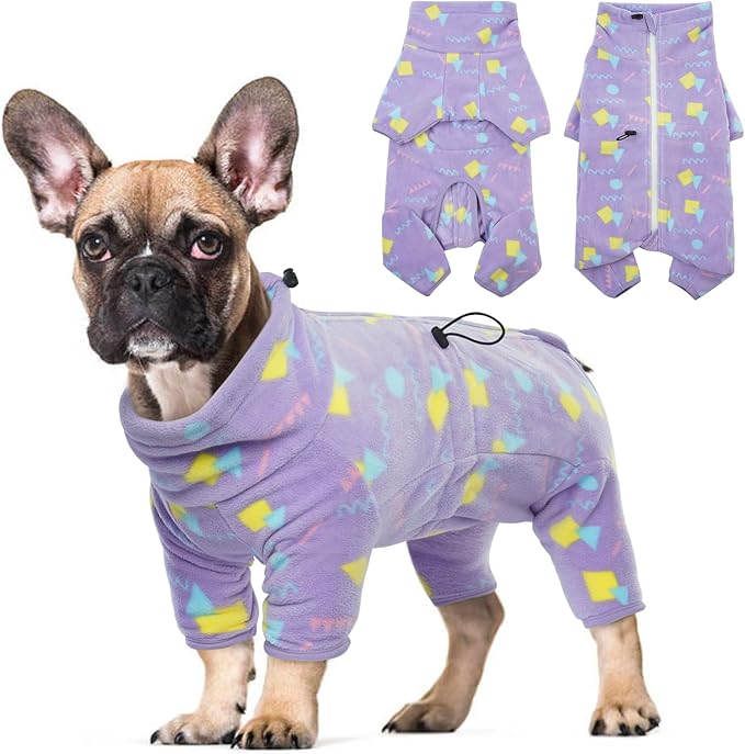 ROZKITCH Dog Fleece Coat, Pet Windproof Warm Cold Weather Jacket Vest with Luminous Zipper, Jumpsuit Apparel Outfit Clothes for Small Medium Large Dog Geometry L
