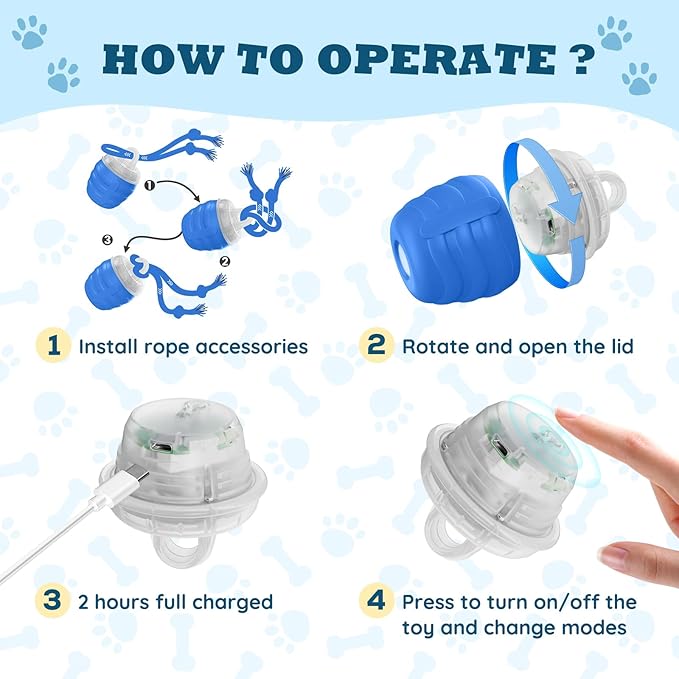 Interactive Dog Toys - 2025 Upgraded Motion Activated Balls for Medium/Large Dogs, Automatic Moving Dogs Toy Wicked Ball for Boredom, Interactive Dog Ball to Keep Them Busy(Blue)