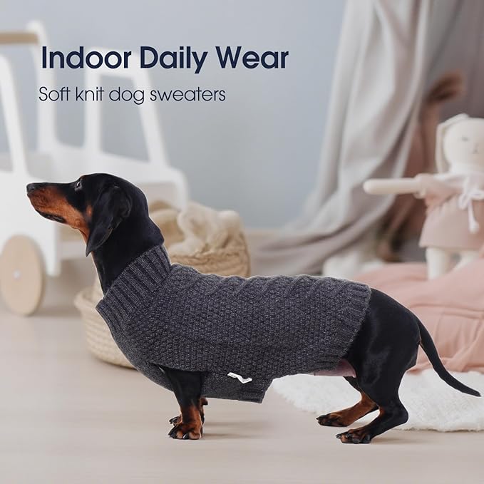 IECOii Medium Dog Sweater - Warm Sleeveless Sweater for Medium Dogs Girl Boy, Knitted Pullover Sweaters for Fall & Winter, French Bulldog Sweaters, Grey - L