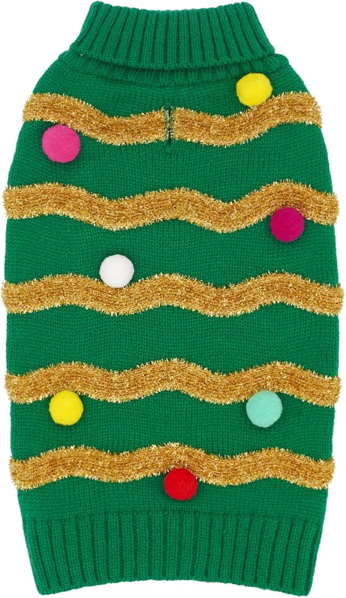 cyeollo Christmas Dog Sweater Pullover Turtleneck Glitter Holiday Pet Winter Clothes Knitted Sweaters for Small Dogs