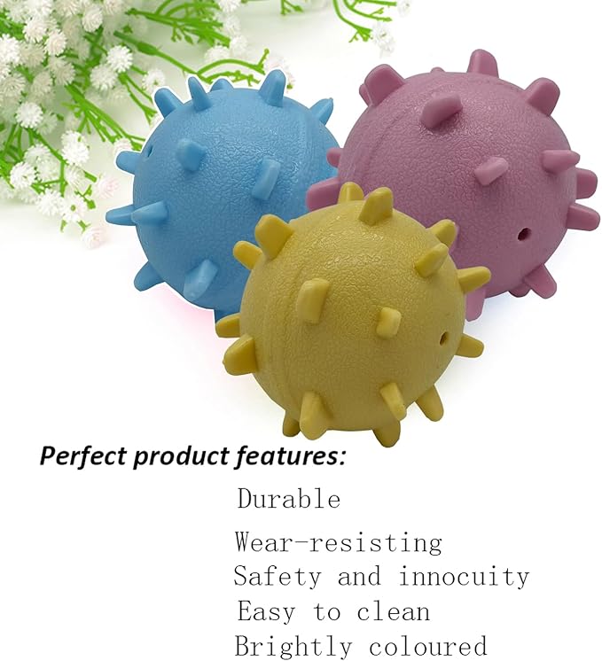 Dog Balls ，2.3” Heavy Duty Squeaky Dog Toys for Small Medium Large Dogs Squeaky Toy Balls 3 Pcs (Yellow)