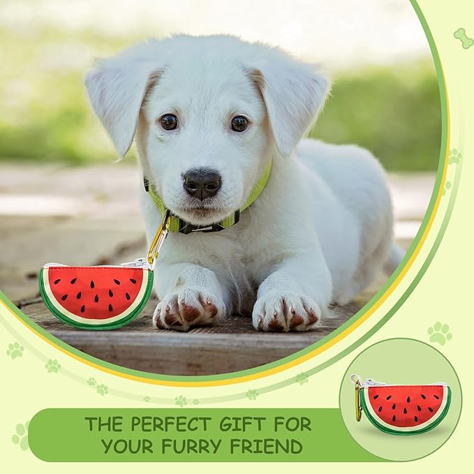 Convenient Dog Poop Bag Holder Leash Attachment with Zipper Case for Potty Bags - Trash Bag Carrier Accessory Dispenser for Poo Bags,Watermelon,Medium