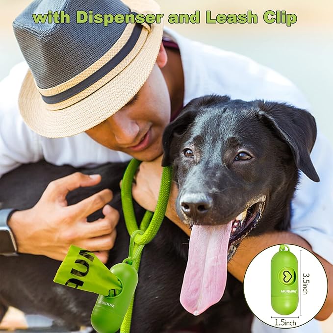 MUAMUA Dog Poop Bag Rolls 570 Count with Dispenser, Biodegradable Unscented Pet Waste Bags, Guaranteed Extra Thick, Leak Proof Doggie Refill Bags for Easy Cleanup, Big Size 9 x 13 Inches