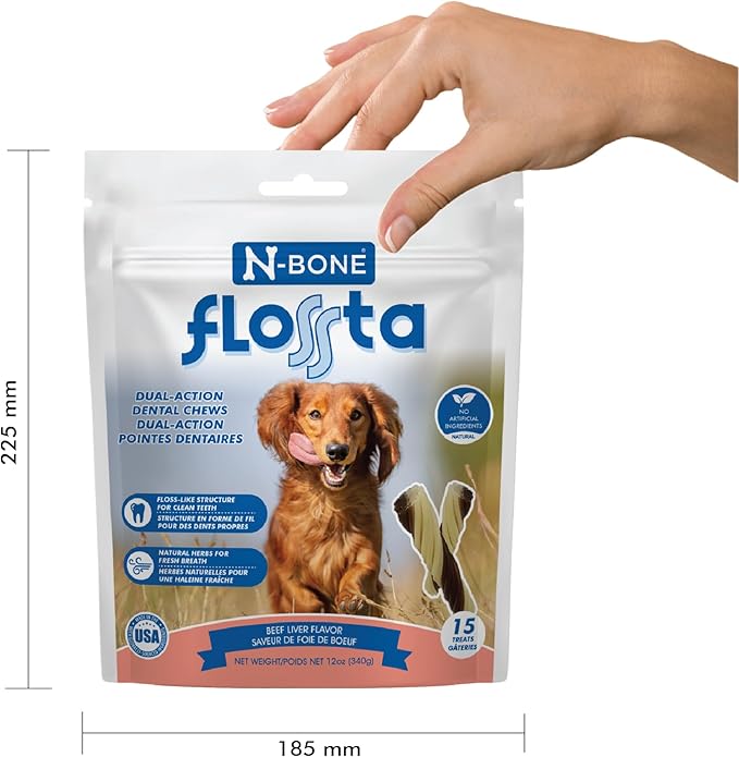 N-Bone FLOSSta Dual Action Dental Chews Beef Liver Flavor, 6.4-oz Bag