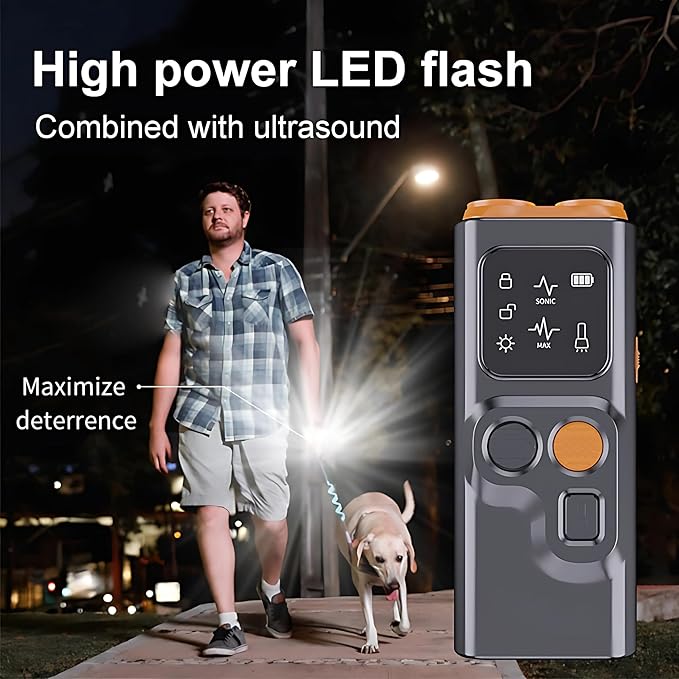 Dog Bark Deterrent Device, Ultrasonic Anti Barking, 4 Training Modes, 30FT Range, Safe Humane & Effective Handheld Dog Training Device for Indoor & Outdoor Use