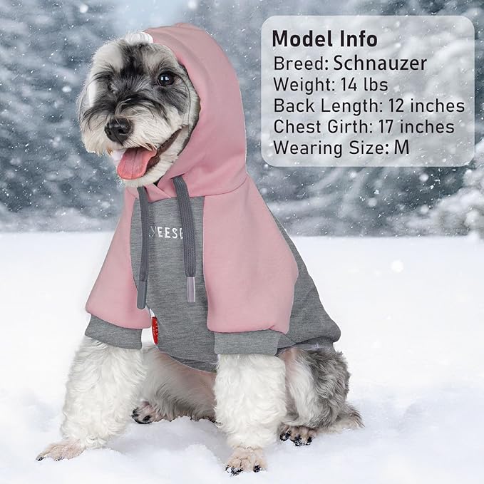 KYEESE Dog Hoodie Stretchy Dog Clothes for Small Dogs Comfort Cat Sweater Warm Pet Clothes Cat Coat with Leash Hole Soft Pet Sweatshirt with Drawstring Dogs Winter Coat for Cold Weather