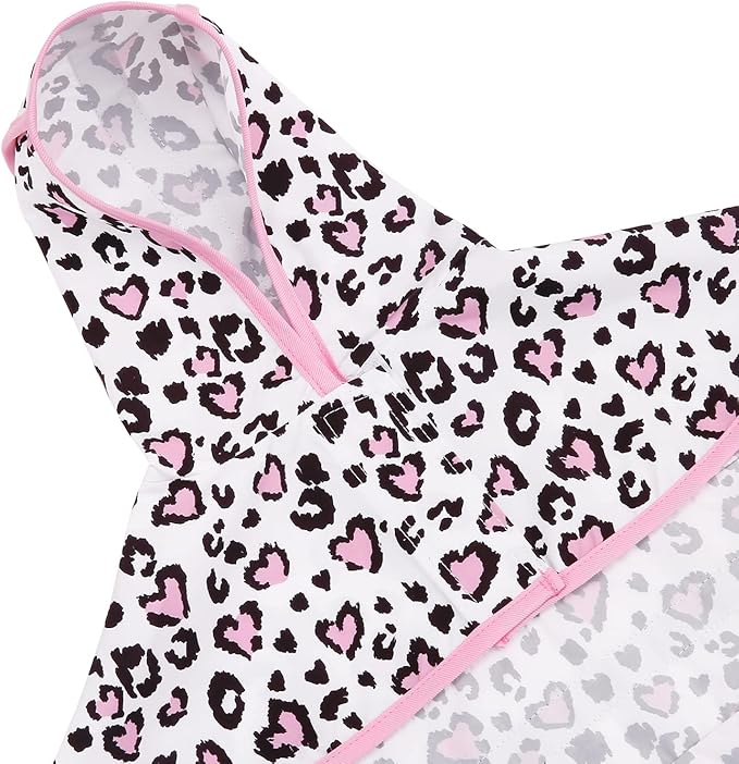 HDE Dog Raincoat Jacket Reflective Adjustable Hooded Pet Poncho Rain Coat with Leash Hole for Small to X-Large Dogs Leopard Hearts - XL