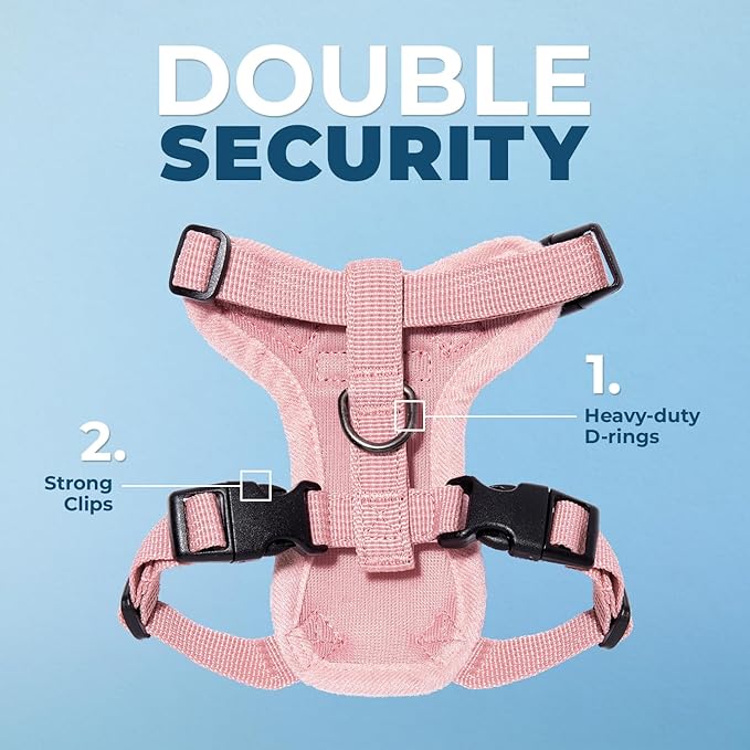 Voyager Step-in Lock Adjustable Cat Harness w. Cat Leash Combo Set with Neoprene Handle 5ft - Supports Small, Medium and Large Breed Cats by Best Pet Supplies - Pink, S (Pack of 2)