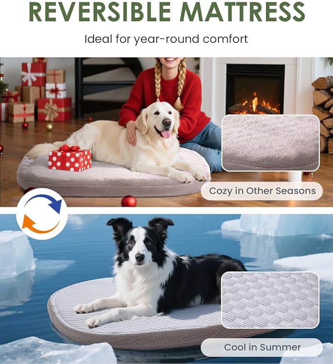 Orthopedic Dog Bed for Large Dogs, Pet Sofa Bed with Egg Crate Foam, 4-Sided Bolster, Removable Washable Cover & Anti-Slip Bottom, X-Large Calliste Green