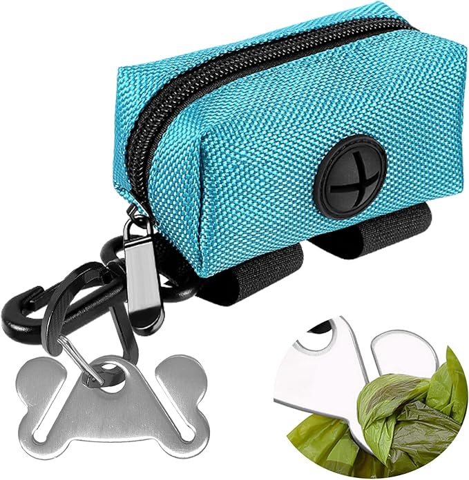 Dog Waste Bag Dispenser Pet Poop Bags Holder for Doggie Waste Bags Dispensers Soft Fabric Zipper Small Doggy Puppy Pouch for Leash Accessory Attachment with Carrier,Green