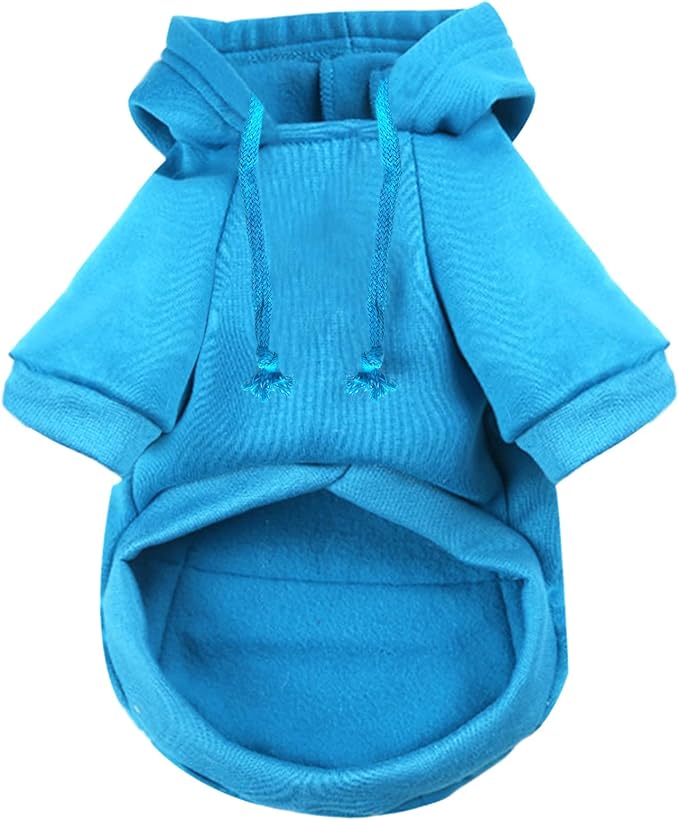 Jecikelon Winter Dog Hoodie Sweatshirts with Pockets Warm Clothes for Small Dogs Chihuahua Coat Puppy Custume Clothing (XX-Small, Y02-Blue)