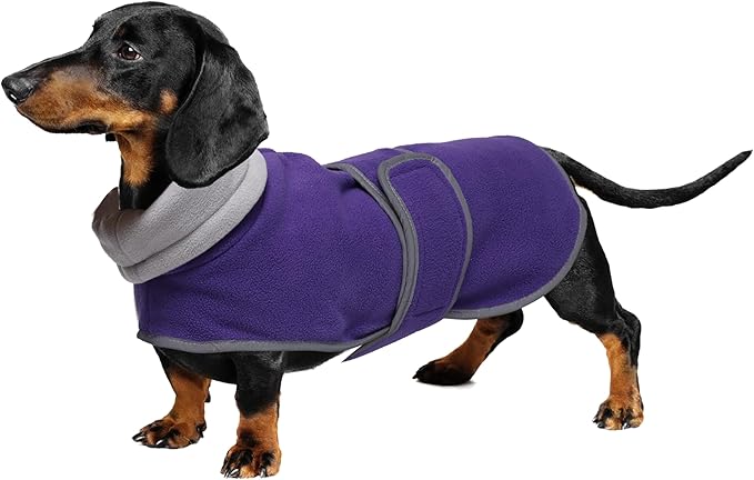 Geyecete Dachshund Sweaters for Dogs Jacket,Dachshund Coat Perfect Dog Winter Coat with Padded Fleece Lining,high Collar,Dog Snowsuit-Purple-XS