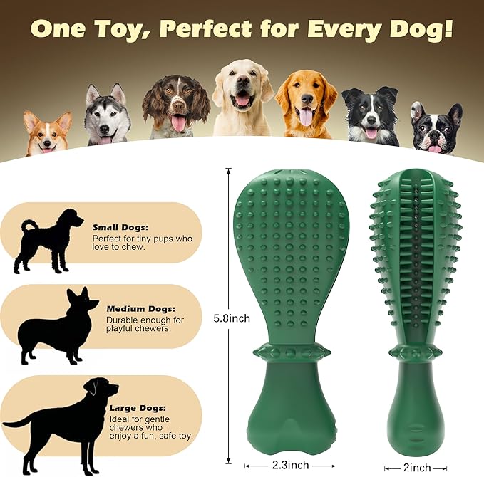Chew Toys for Dog, Rubber Durable Dog Toys for Aggressive Chewers, Interative Indestructible Toy,Teeth Clean Chew Toys for Medium Large Breed (Forest Green)