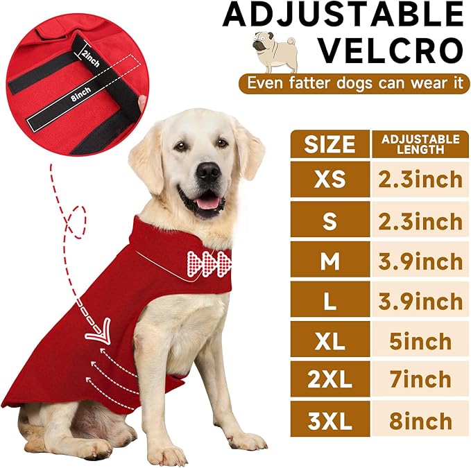 Fleece Dog Coat Pet Jacket Reflective for Cold Weather for Extra Large to Small Pets(Red,XL)
