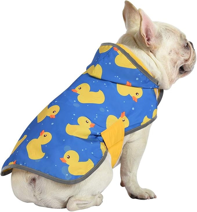 HDE Reversible Dog Raincoat Hooded Slicker Poncho Rain Coat Jacket for Small Medium Large Dogs Ducks Yellow - S