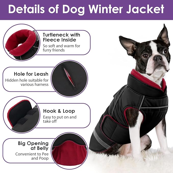 SUNFURA Dog Coat, XXXL Dog Winter Jacket, Warm Snow Jacket for Extra Large Dogs, Reflective Puffer Coats Waterproof Snowsuit for Great Dane, Black XXX-Large