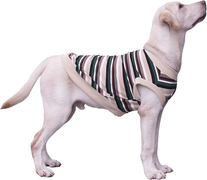 Extra Large Dog T Shirts Clothes Sleeveless Tank Top Vest for Labrador Rottweiler Great Dane, Khaki 2X-Large