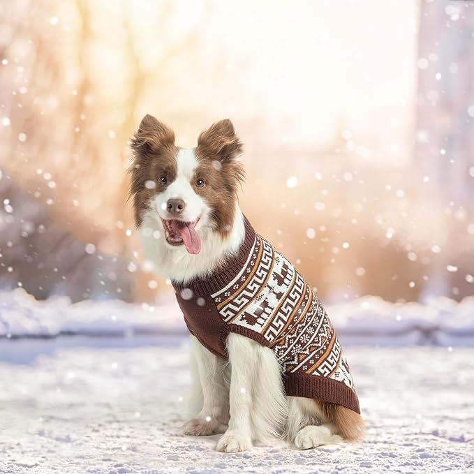 SCENEREAL Turtleneck Dog Sweater for Small Medium Large Dogs Girls Boys, Knit Pet Pullover Puppy Clothes Cold Weather Coats, Holiday Outfits Sweatshirt for Christmas, Khaki ML