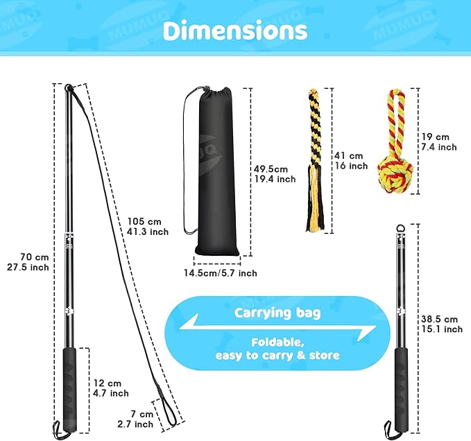 Flirt Pole for Dogs, Retractable Teasing Stick with Lure, Interactive Dog Toy for Outdoor Training Play Exercise, Flirt Stick for Puppy Small Medium Dogs
