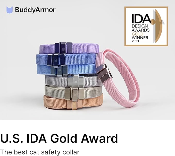 Safety Cat Collar - U.S. IDA Gold Awarding Design, Stretch Elastic Quick Release, Non Breakaway - Light Weight for Kitten, Neck Fit 5.9'-11.8' for All Small Large Cat,S(Glacier Silver)