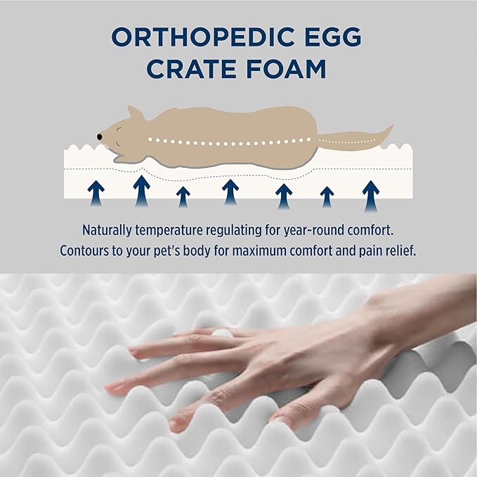 Bedsure XL Dog Bed for Crate - Large Comfy Flat Pet Beds with Removable Washable Cover, Orthopedic Egg Crate Foam Crate Mat, Suitable for Pet Up to 90 lbs