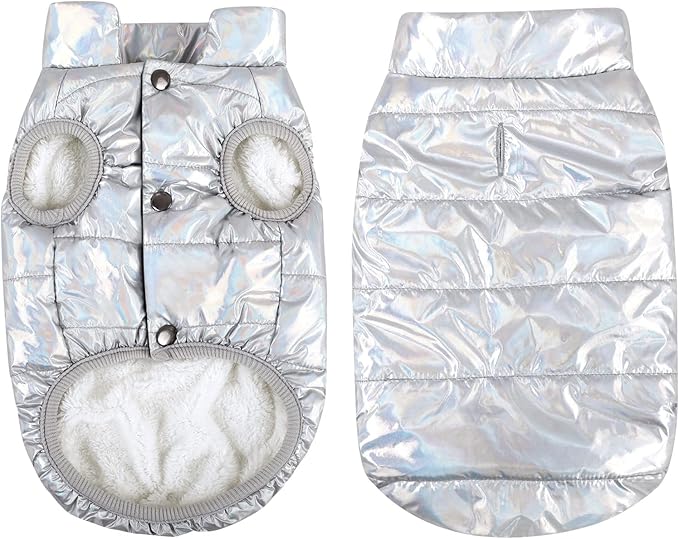 ASENKU Dog Winter Coat - Waterproof Windproof Dog Jacket, Warm Snowproof Doggie Puffer Vest for Cold Weather, Lightweight Snow Coats for Small Medium Large Dogs(Silver, XS)
