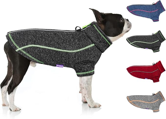 cyeollo Fleece Dog Jacket Sweater with Fleece Lining Zipper Reflective Jackets with D Ring Small Dog Clothes Winter Warm Indoor and Outdoor Coats