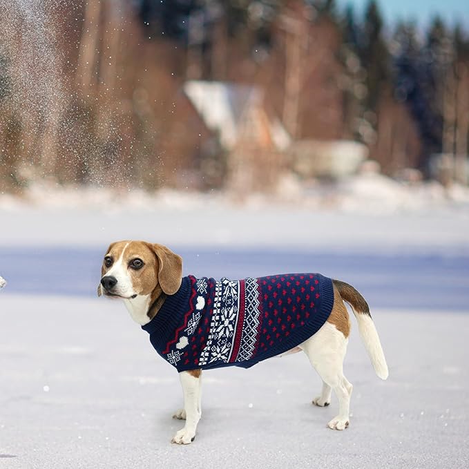 SCENEREAL Dog Sweaters for Small Dogs - Soft, Warm Turtleneck Small Dog Sweater, Ugly Knit Dog Christmas Outfits for Dachshund, Chihuahua, Pug, Yorkie,Winter Pet Clothes Male Female,Navy Blue