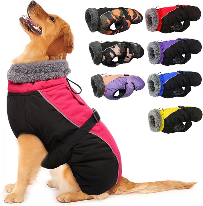 IECOii Extra Warm Dog Coat - Reflective Jacket with Buckle & Fleece Turtleneck for Cold Weather, Soft Winter Coat for Small to Extra Large Dogs