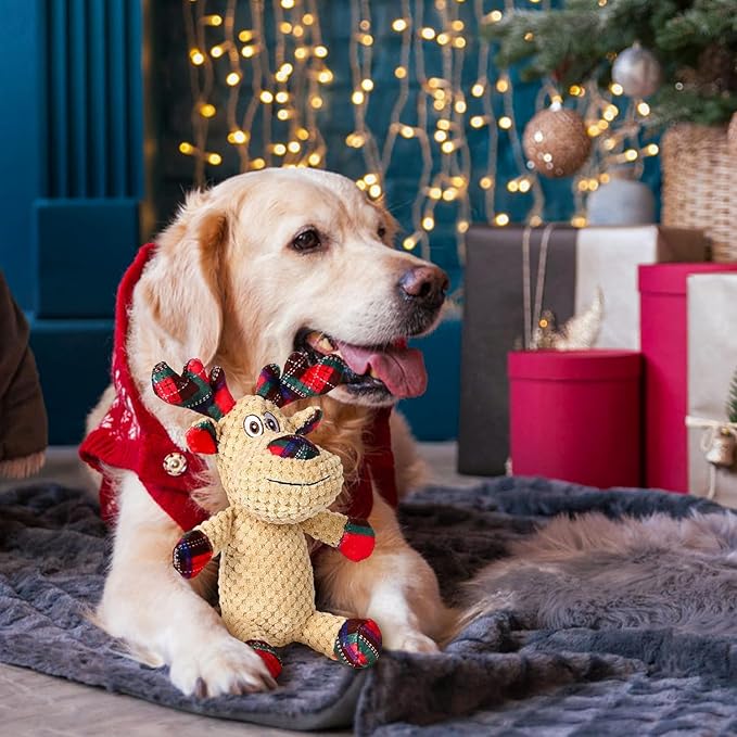 IOKHEIRA Christmas Dog Toys, Squeaky Dog Toy for Large Dogs, Cute Owl Plush Dog Toys with Crinkle Paper, Dog Chew Toys for Small Medium Breed