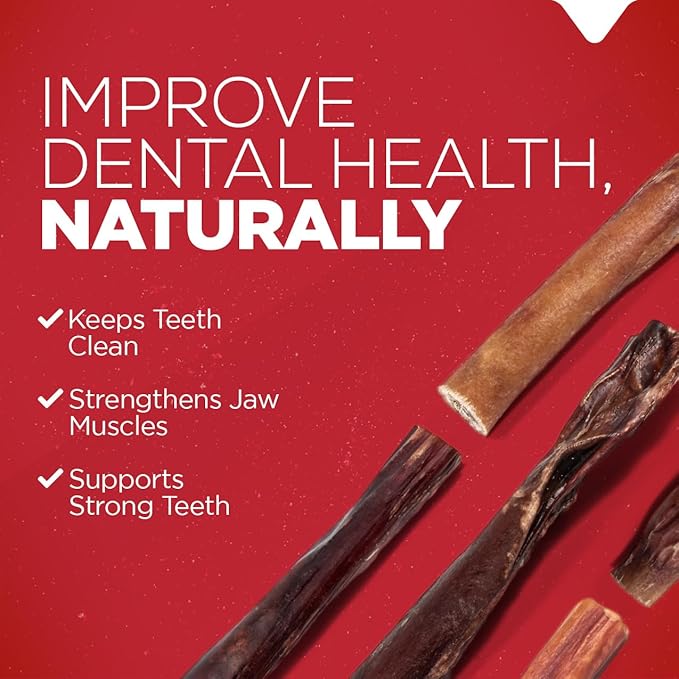 Natural Farm Power Bully Sticks Dog Chews (6”,8 Ounces), 2-in-1 Power Chews: Premium Beef Cheek Wrapped in Beef Pizzle, Double Chewing Time, Promotes Dental Health, Great for Medium Dogs