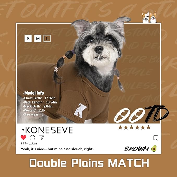 Koneseve Dog Shirts 2 Pack Soft Comfortable Clothes for Small Medium Dogs Brown & Avocado Green 3XL