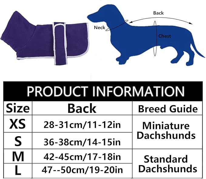 Geyecete Dachshund Sweaters for Dogs Jacket,Dachshund Coat Perfect Dog Winter Coat with Padded Fleece Lining,high Collar,Dog Snowsuit-Purple-XS