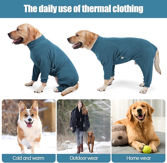 Dog Winter Coat for Small Medium Large Dog Run Walk Sleep Pet Warm Fleece Sweater & Windproof Pajamas Snow Jacket Small Turquoise